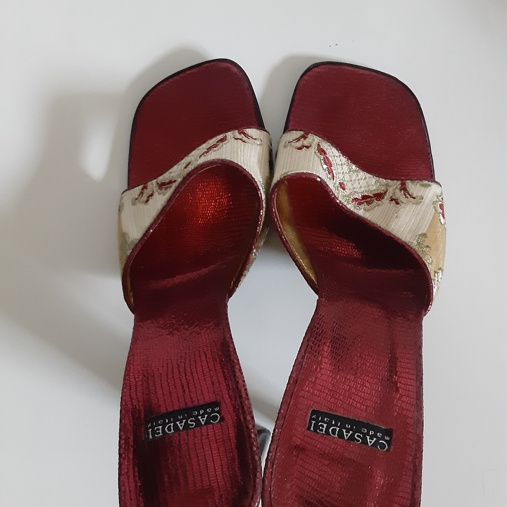 Casadei metallic embroidered sandals 6B - Picture 13 of 14